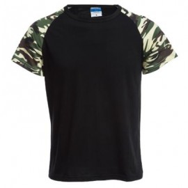 image of ROUND COLLAR SHORT SLEEVE CAMOUFLAGE COTTON BLEND CASUAL T-SHIRT FOR MEN XL