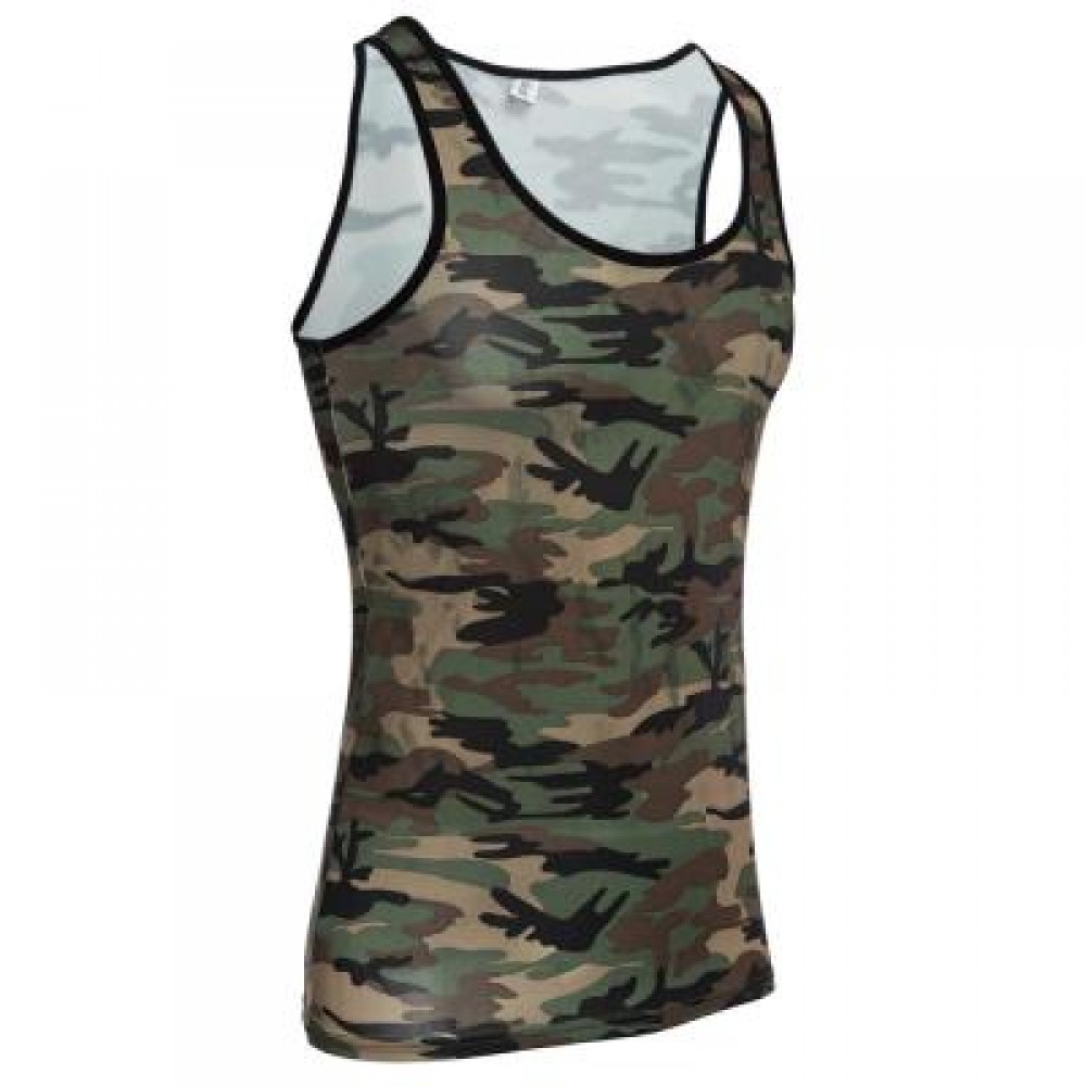 SEXY ROUND NECK CAMOUFLAGE COTTON BLEND TANK TOP FOR MEN L SEXY ROUND NECK CAMOUFLAGE COTTON BLEND TANK TOP FOR MEN L