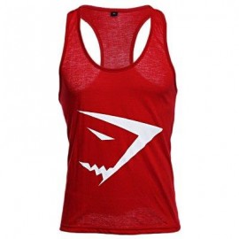 image of ACTIVE SCOOP COLLAR PRINTED COTTON BLEND RACERBACK GYM TANK FOR MEN (RED) XL