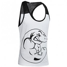 image of ACTIVE SCOOP COLLAR ANIMAL PRINT COLOR BLOCK RACERBACK GYM TANK FOR MEN (WHITE) XL