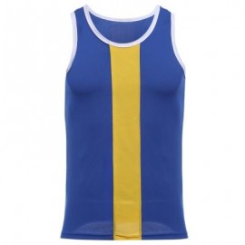 image of SIMPLE DESIGN MESH ROUND NECK SLEEVELESS MALE BREATHABLE VEST (DEEP BLUE) L