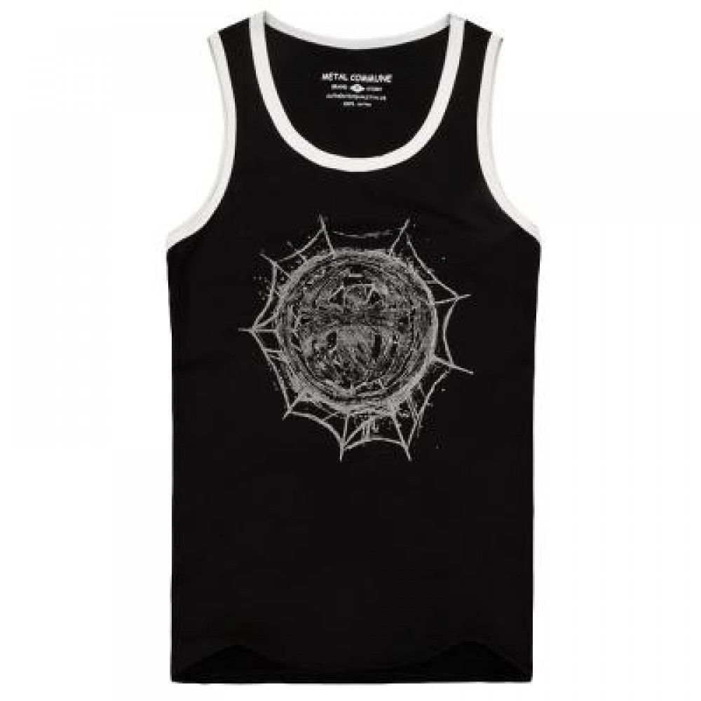 METAL!COMMUNE TRENDY SCOOP COLLAR COLOR BLOCK ANIMAL PRINT COTTON BLEND TANK TOP FOR MEN M METAL!COMMUNE TRENDY SCOOP COLLAR COLOR BLOCK ANIMAL PRINT COTTON BLEND TANK TOP FOR MEN M