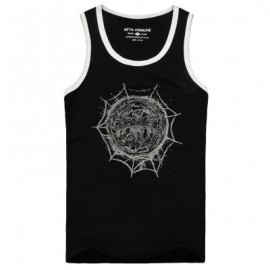 image of METAL!COMMUNE TRENDY SCOOP COLLAR COLOR BLOCK ANIMAL PRINT COTTON BLEND TANK TOP FOR MEN M