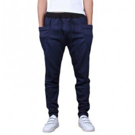image of CASUAL DRAWSTING POCKET DESIGN COTTON BLEND HAREM PANTS FOR MEN (CADETBLUE) 2XL