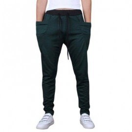 image of CASUAL DRAWSTING POCKET DESIGN COTTON BLEND HAREM PANTS FOR MEN (BLACKISH GREEN) 2XL
