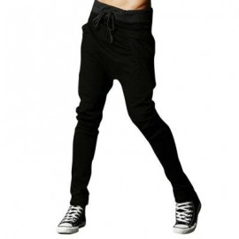 image of CASUAL DRAWSTING POCKET DESIGN COTTON BLEND HAREM PANTS FOR MEN (BLACK) 2XL