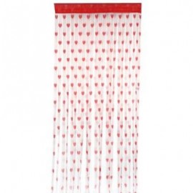 image of 2 X 1M ROMANTIC HEART SHAPE LINE TASSEL STRING DOOR CURTAIN ROOM WINDOW DIVIDER (RED)