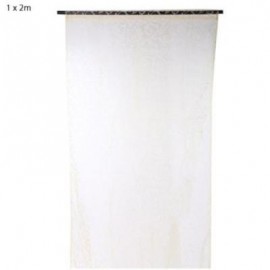 image of 100CM X 200CM FLOCKING FLORAL PRINTED SHEER WALL ROOM DIVIDER CURTAIN (BEIGE) 100 X 200CM