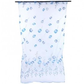 image of 1M X 2M CHIFFON GAUZE VOILE WALL ROOM DIVIDER TULIP FLORAL PRINTED CURTAIN (BLUE)