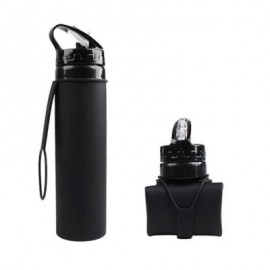 image of OS002 PORTABLE FOLDING LEAKPROOF SILICONE WATER BOTTLE KETTLE CUP OUTDOOR SPORT CAMPING (BLACK) 0