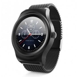 image of SMA - R HEART RATE MONITOR SMART WATCH DUAL BLUETOOTH WRISTBAND (BLACK) STEEL BAND