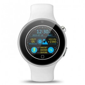 image of AIWATCH C5 1.22 INCH ROUND SCREEN SPORTS SMARTWATCH PHONE MTK2502 REMOTE CAMERA HEART RATE / SLEEP MONITOR IP67 WATER-RESISTANT BLUETOOTH SYNC (WHITE) One Size