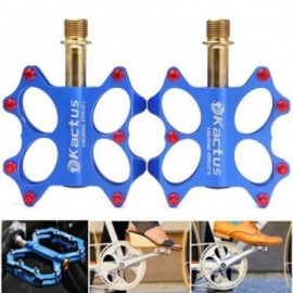 image of KACTUS KTPD - 07 BIKE MTB FLAT PEDALS GOLD-PLATING TITANIUM SPINDLE CNC 3 BEARINGS FOOTREST - 2PCS (BLUE)