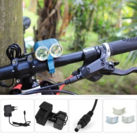 image of DARK KNIGHT K2E 2 X CREE XML-T6 LED BIKE HEADLIGHT 4 MODES BICYCLE LIGHT - EU PLUG 2400LM 7000K (BLUE) EU PLUG