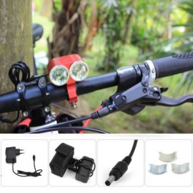 image of DARK KNIGHT K2E 2 X CREE XML-T6 LED BIKE HEADLIGHT 4 MODES BICYCLE LIGHT - EU PLUG 2400LM 7000K (RED) EU PLUG