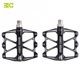 image of BASECAMP BC - 688 PAIRED ALUMINUM ALLOY ANTI-SLIP MOUNTAIN BIKE PEDAL FIXED GEAR TREADLE WITH 4 BALL BEARING BICYCLE ACCESSORIES (BLACK)