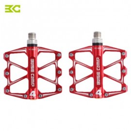 image of BASECAMP BC - 688 PAIRED ALUMINUM ALLOY ANTI-SLIP MOUNTAIN BIKE PEDAL FIXED GEAR TREADLE WITH 4 BALL BEARING BICYCLE ACCESSORIES (RED)