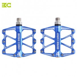 image of BASECAMP BC - 688 PAIRED ALUMINUM ALLOY ANTI-SLIP MOUNTAIN BIKE PEDAL FIXED GEAR TREADLE WITH 4 BALL BEARING BICYCLE ACCESSORIES (BLUE)