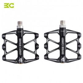 image of BASECAMP BC - 688 PAIRED ALUMINUM ALLOY ANTI-SLIP MOUNTAIN BIKE PEDAL FIXED GEAR TREADLE WITH 4 BALL BEARING (BLACK) 22.00 x 12.50 x 3.50 cm