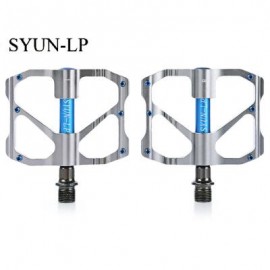 image of SYUN-LP PAIRED FASHION ALUMINUM ALLOY BIKE PEDAL FOR MOUNTAIN ROAD BICYCLE (BLUE + GRAY) 9.70 x 9.50 x 1.70 cm