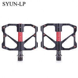 image of SYUN-LP PAIRED FASHION ALUMINUM ALLOY BIKE PEDAL FOR MOUNTAIN ROAD BICYCLE (RED WITH BLACK)