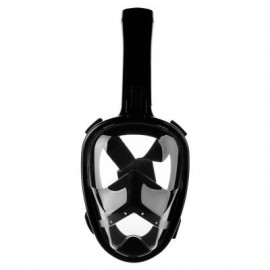 image of FULL FACE SNORKEL MASK WITH PANORAMIC VIEW ANTI-FOG ANTI-LEAK ANTI-VERTIGO DESIGN 180 DEGREES VIEWING FIELD OF VISION (BLACK) L/XL