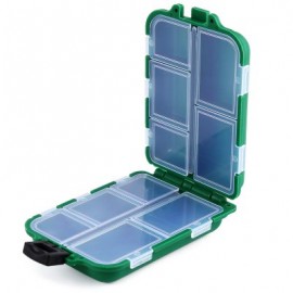 image of 10 COMPARTMENTS MINI PORTABLE FISHING LURE SPOON HOOK RIG BAIT STORAGE CASE (GREEN) -