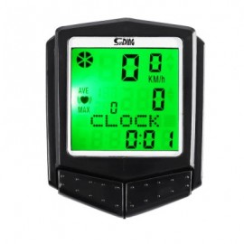 image of SUNDING SD - 573C OUTDOOR MULTIFUNCTIONAL WATER RESISTANT LCD BACKLIGHT CYCLING ODOMETER SPEEDOMETER WIRELESS HEART RATE MONITOR (BLACK)