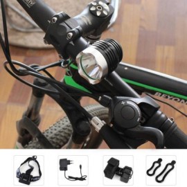 image of DARK KNIGHT K1A CREE XML-U2 LED HEADLIGHT 6 MODES HEADLAMP BICYCLE LIGHT - EU PLUG 1200LM 7000K (BLACK) EU PLUG