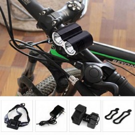 image of DARK KNIGHT LR-2 LED CYCLING LAMP 4 MODES HEADLAMP BIKE HANDLEBAR LIGHT - EU PLUG (BLACK) US PLUG