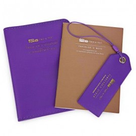 image of 3PCS SOLID COLOR BUS LETTER EMBELLISHMENT PASSPORT HOLDER LUGGAGE TAG NOTEBOOK FOR UNISEX (PURPLE) VERTICAL