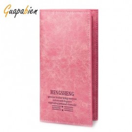 image of GUAPABIEN SOLID COLOR LETTER EMBELLISHMENT SOFT OPEN LONG VERTICAL WALLET FOR MEN WOMEN -