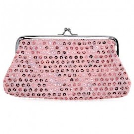 image of SEQUINS WOMEN POLYESTER LONG WALLET FASHIONABLE HASP BUCKLE PURSE (PINK) -