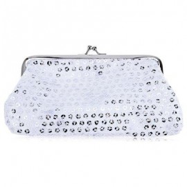 image of SEQUINS WOMEN POLYESTER LONG WALLET FASHIONABLE HASP BUCKLE PURSE (WHITE) -