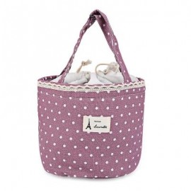 image of GUAPABIEN DOT PRINT MULTI-FUNCTIONAL INSULATION BOTTLE PRESERVATION BENTO CANVAS BAG (PURPLE) -