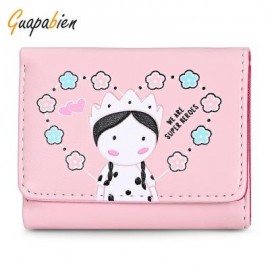 image of GUAPABIEN FOLDABLE SHORT CLUTCH WALLET GIRLS CARD HOLDER (PINK) -