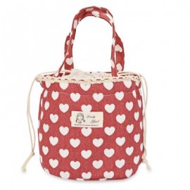 image of LARGE CAPACITY DRAW CORD CANVAS THERMOS BAG (COLORMIX) RED HEART AND WHITE HEART