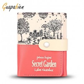 image of GUAPABIEN PARK SCENERY PRINT PU LEATHER SNAP FASTENER GIRLS SHORT WALLET (WATERMELON RED) -