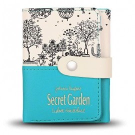 image of GUAPABIEN PARK SCENERY PRINT PU LEATHER SNAP FASTENER GIRLS SHORT WALLET (BLUE) -