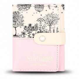 image of GUAPABIEN PARK SCENERY PRINT PU LEATHER SNAP FASTENER GIRLS SHORT WALLET (PINK) -