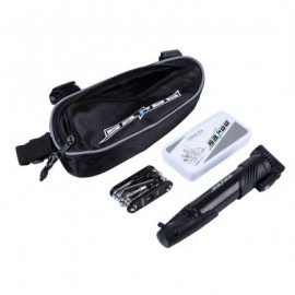 image of SAHOO 15 IN 1 BICYCLE CYCLING MULTIFUNCTIONAL REPAIR TOOLS TIRE TYRE GLUE PATCH PUMP KIT WITH BAG (BLACK)