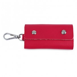 image of UNISEX CANDY COLORS SOFT LEATHER KEY CASE WITH SNAP HOOK (RED) -