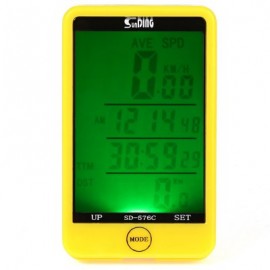 image of SUNDING SD - 576C WATER RESISTANT TOUCH SCREEN WIRELESS BIKE COMPUTER SPEEDOMETER WITH LCD BACKLIGHT (YELLOW)