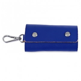 image of UNISEX CANDY COLORS SOFT LEATHER KEY CASE WITH SNAP HOOK (BLUE) -