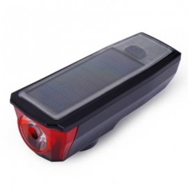 image of USB RECHARGEABLE SOLAR ENERGY BICYCLE FRONT LIGHT TAIL LAMP (BLACK) NO TAILLIGHT