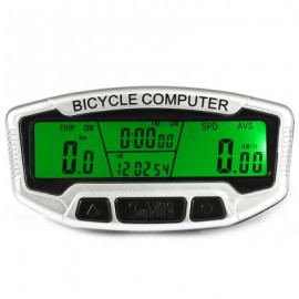 image of SUNDING SD - 558C OUTDOOR MULTIFUNCTION WATER RESISTANT CYCLING ODOMETER SPEEDOMETER WITH LCD BACKLIGHT (WHITE)