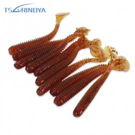 image of TSURINOYA 10PCS ARTIFICIAL SOFT LUMINOUS FISHING BAIT FISH TACKLE (DARK RED) -