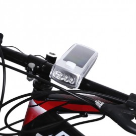 image of BIKE SOLAR USB RECHARGEABLE CYCLING BICYCLE 4 LEDS FRONT LIGHT HANDLEBAR LAMP WITH HORN (SILVER)