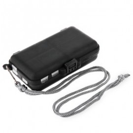 image of PORTABLE MINI 9 COMPARTMENTS PLASTIC FISHING TACKLE BOX FOR STORING SWIVELS HOOKS LURES (BLACK) -