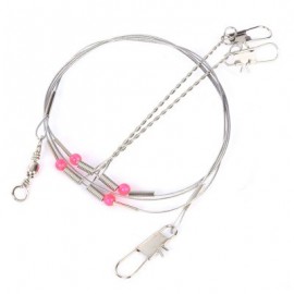 image of 5PCS STAINLESS STEEL FISHING WIRE LEADER ARMS WITH SWIVELS RIGS SNAP (SILVER) -